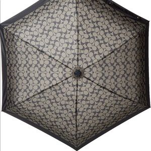 COACH SIGNATURE MINI UMBRELLA SILVER//BLACK